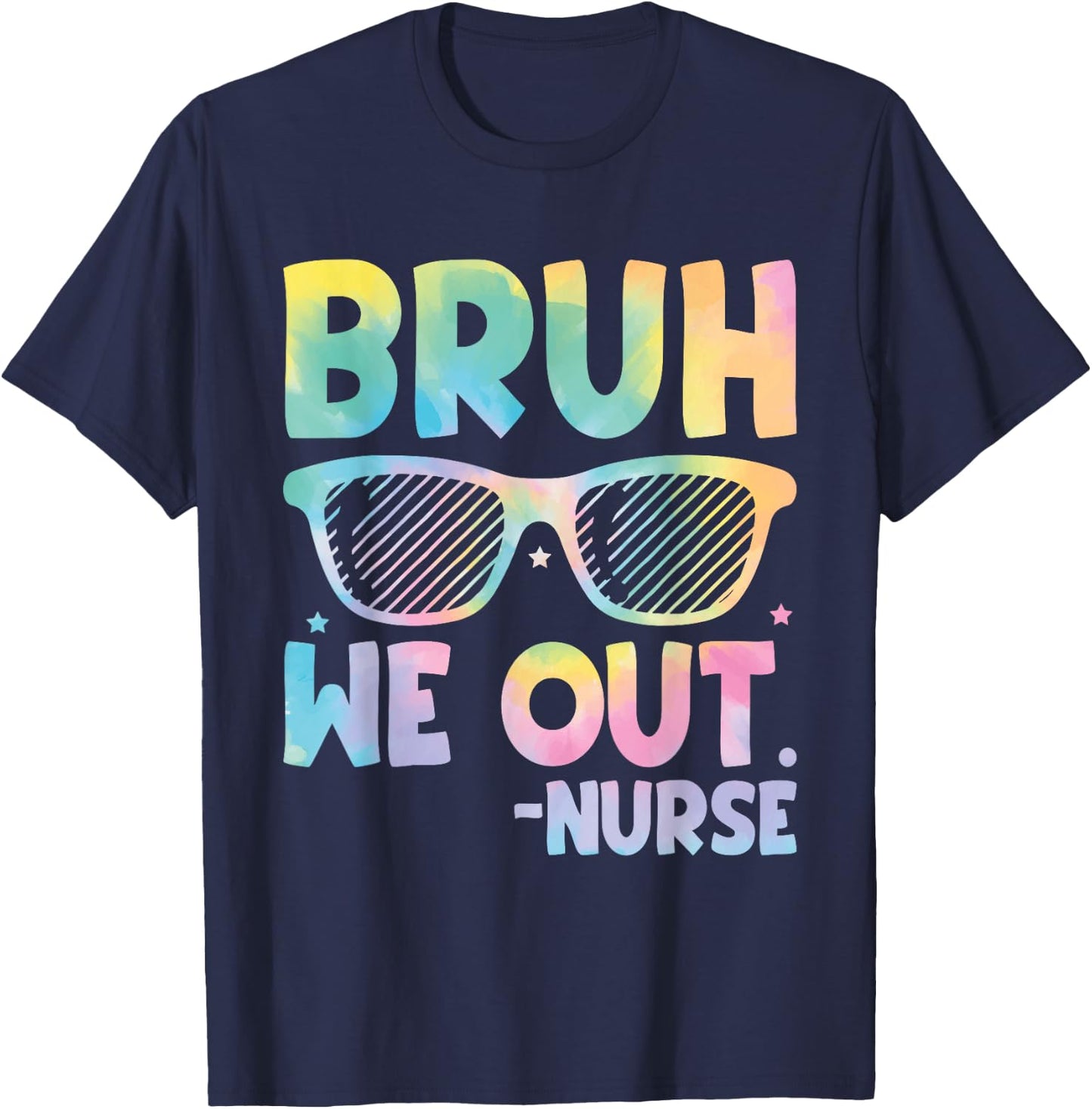 Bruh We Out Nurse End Of School Year Teacher Summer Retro Men Women Kids T-Shirt - T-Shirt | Navy