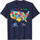 Colorful United states of America Map with states names, USA T-Shirt - T-Shirt | Navy