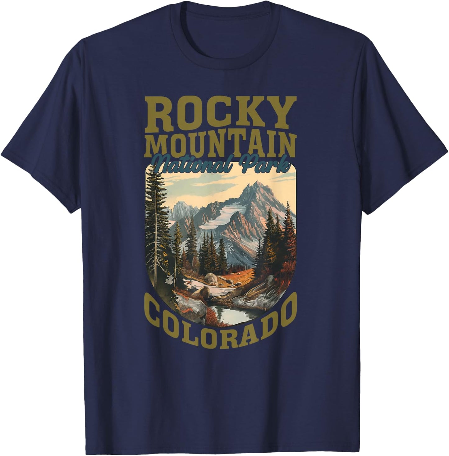 U.S. National Parks Vintage Travel Souvenir -Adults, -Kids Black Small Retro National Park T-Shirt - T-Shirt | Navy