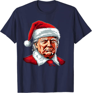 Santa Claus Trump Christmas Art Portrait Graphic Men Women T-Shirt - T-Shirt | Navy