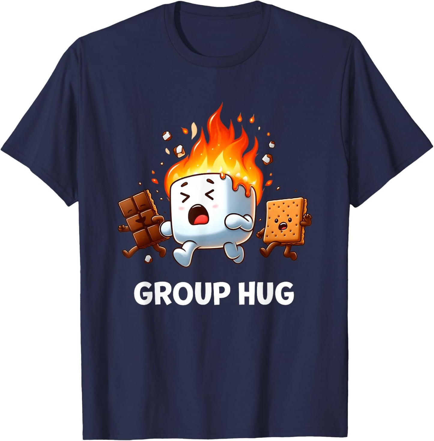 Kids Camping Shirt Group Hug Smores Marshmallow Men Women T-Shirt - T-Shirt | Navy
