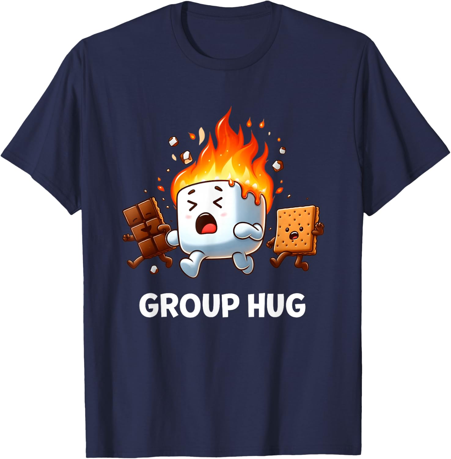 Kids Camping Shirt Group Hug Smores Marshmallow Men Women T-Shirt - T-Shirt | Navy