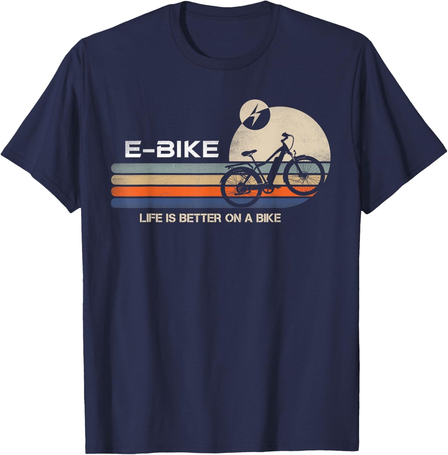 E-BIKE Retro Electric Bicycle Vintage Cycling Life is better T-Shirt - T-Shirt | Navy