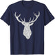 Buck Stag Deer Head Antlers Silver Gray Silhouette T-Shirt - T-Shirt | Navy