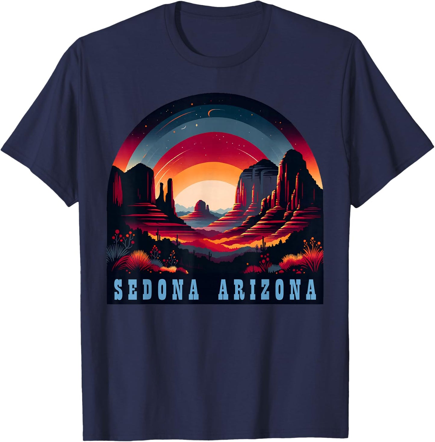 Sedona AZ Hiking Outdoors Mountain Sedona USA Retro Vintage T-Shirt - T-Shirt | Navy