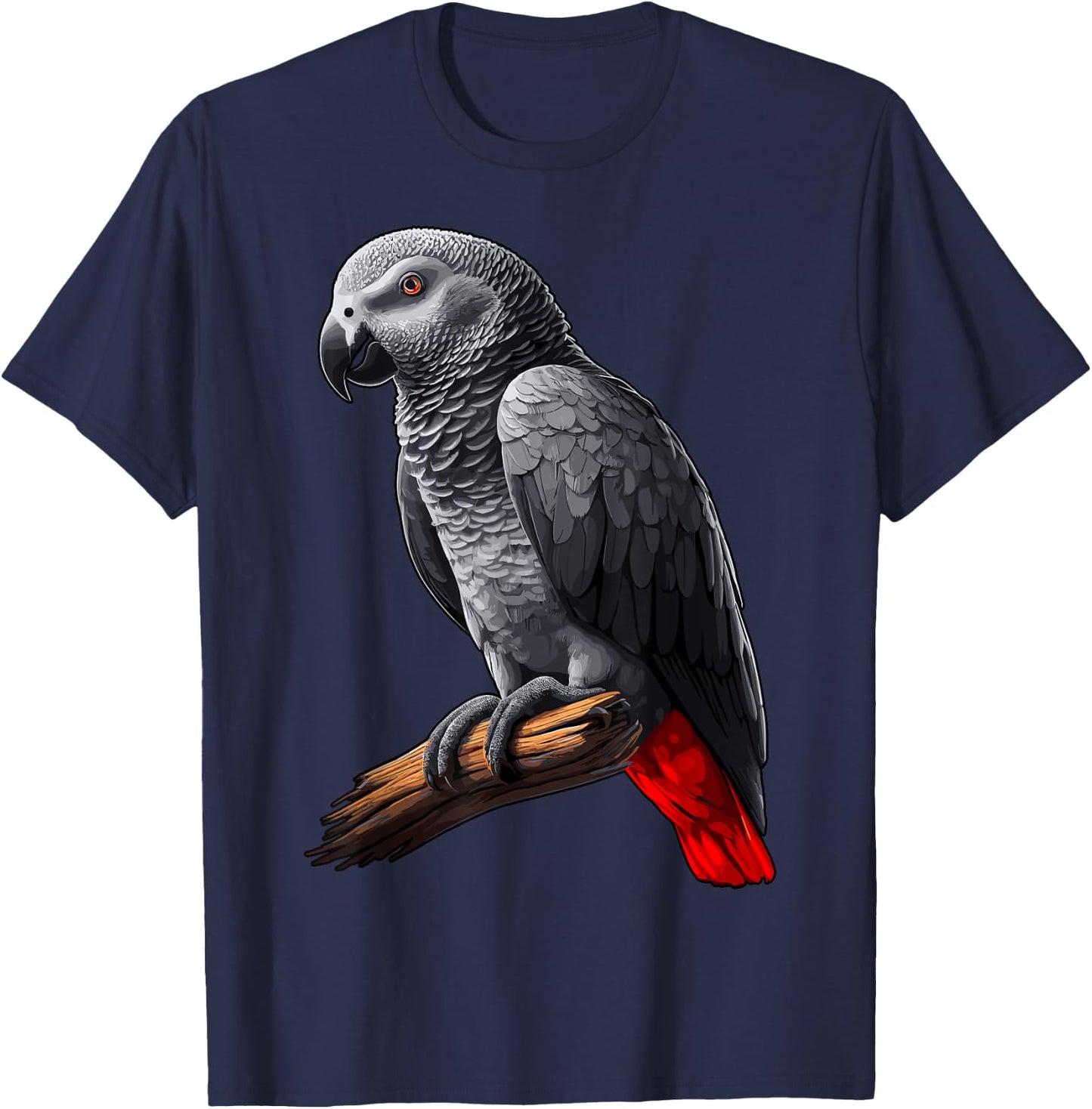 African Grey Parrot , Small, Black T-Shirt - T-Shirt | Navy