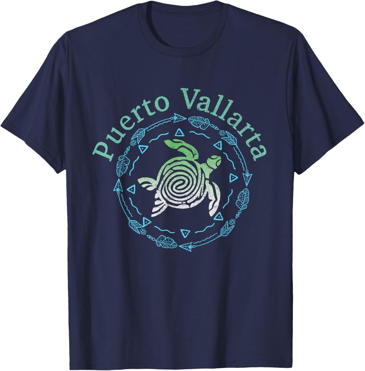 Puerto Vallarta Vintage Tribal Turtle T-Shirt - T-Shirt | Navy