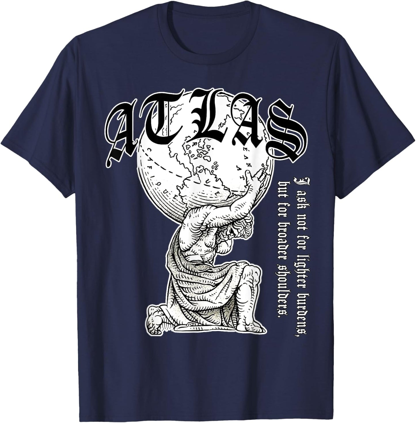 Atlas carrying the world Greek Mythology Street Urban Style T-Shirt - T-Shirt | Navy