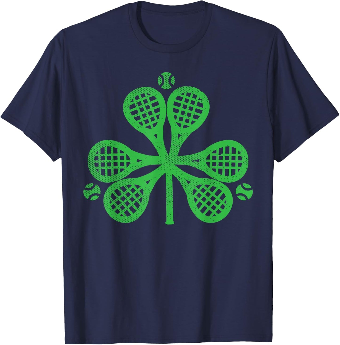 Tennis Shamrock Clover St Patricks Day Player Coach Gift T-Shirt - T-Shirt | Navy