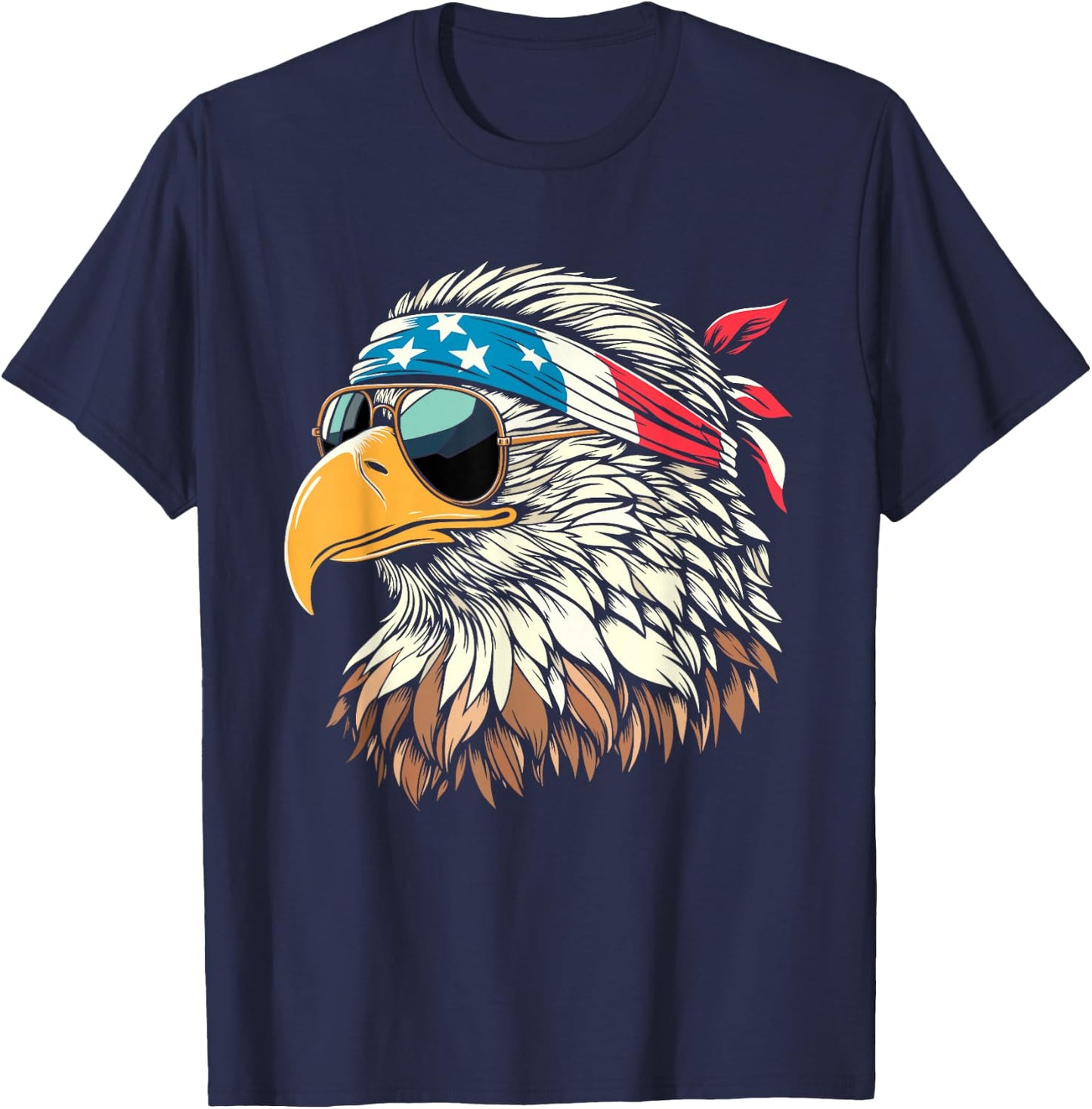 Bald Eagle 4th of July USA American Flag Patriotic Men Women T-Shirt - T-Shirt | Navy