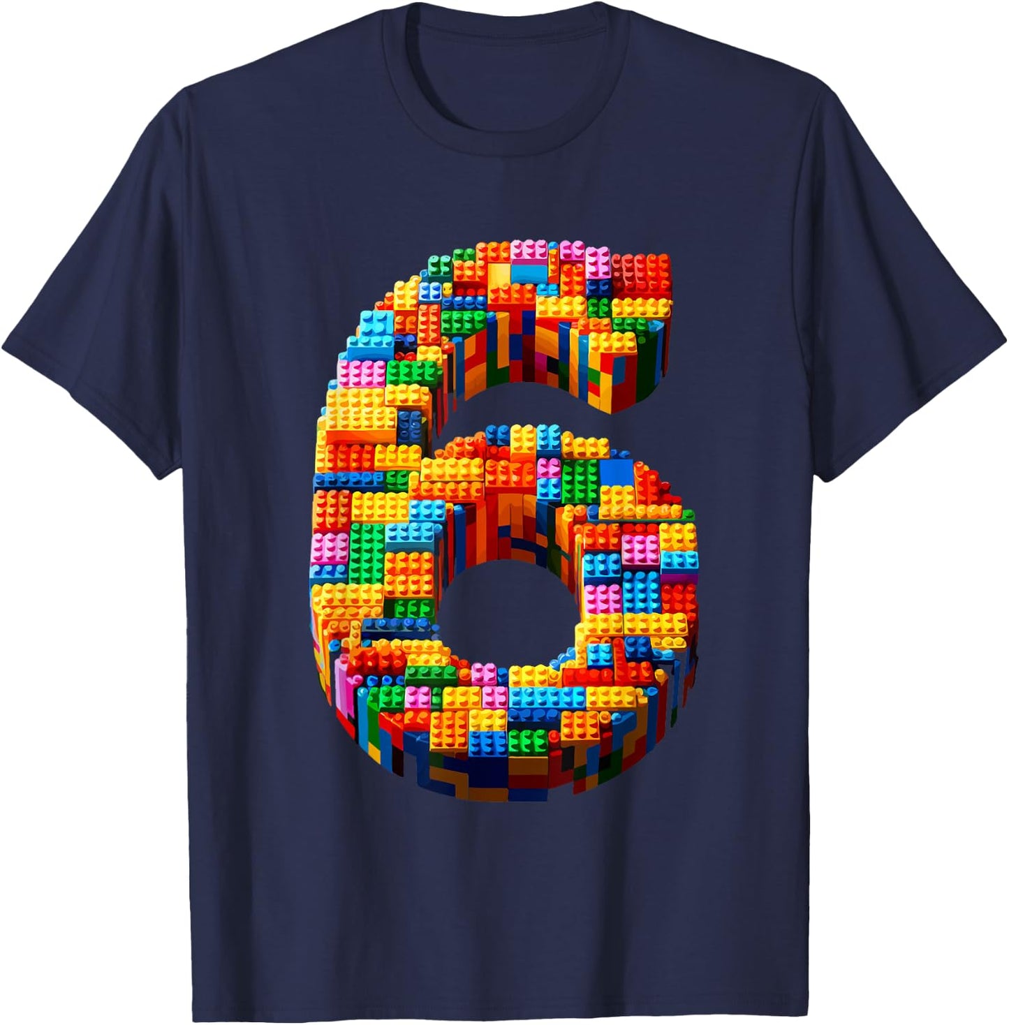6 Year Old Blocks Building Master Builder 6th Birthday Boy T-Shirt - T-Shirt | Navy