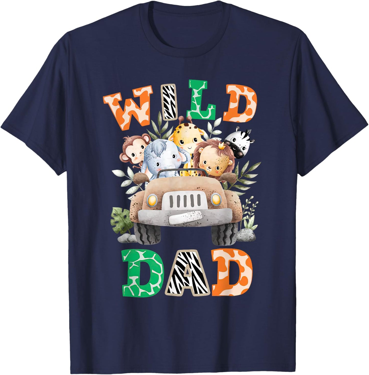 Wild Dad Zoo Born Two be Wild B-day Safari Jungle Animal T-Shirt - T-Shirt | Navy