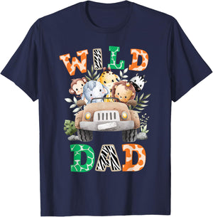 Wild Dad Zoo Born Two be Wild B-day Safari Jungle Animal T-Shirt - T-Shirt | Navy