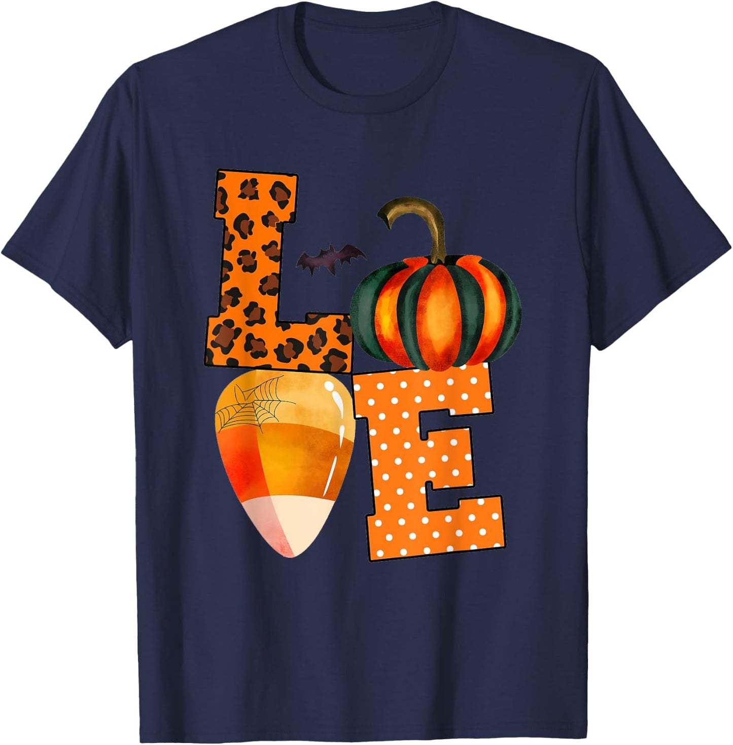 Love Candy Corn And Pumpkin Halloween Costume Gifts T-Shirt - T-Shirt | Navy