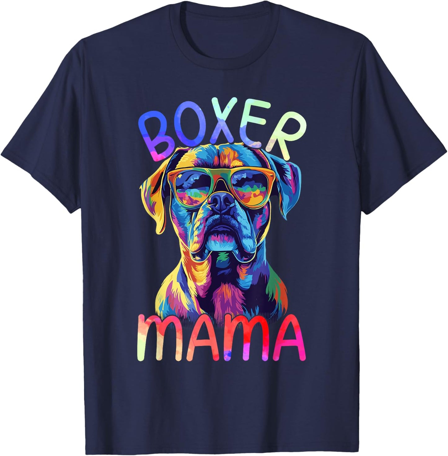 Boxer Dog Mom Mama Pop Art Boxer Dog Lovers T-Shirt - T-Shirt | Navy