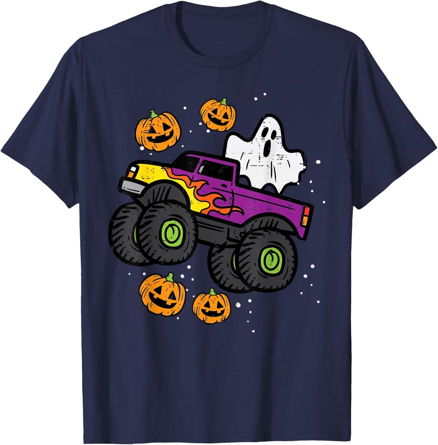 Halloween Ghost Monster Truck Costume Toddler Boys Kid Youth T-Shirt - T-Shirt | Navy