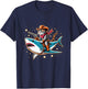 Cat Cowboy Riding A Shark In Space T-Shirt - T-Shirt | Navy