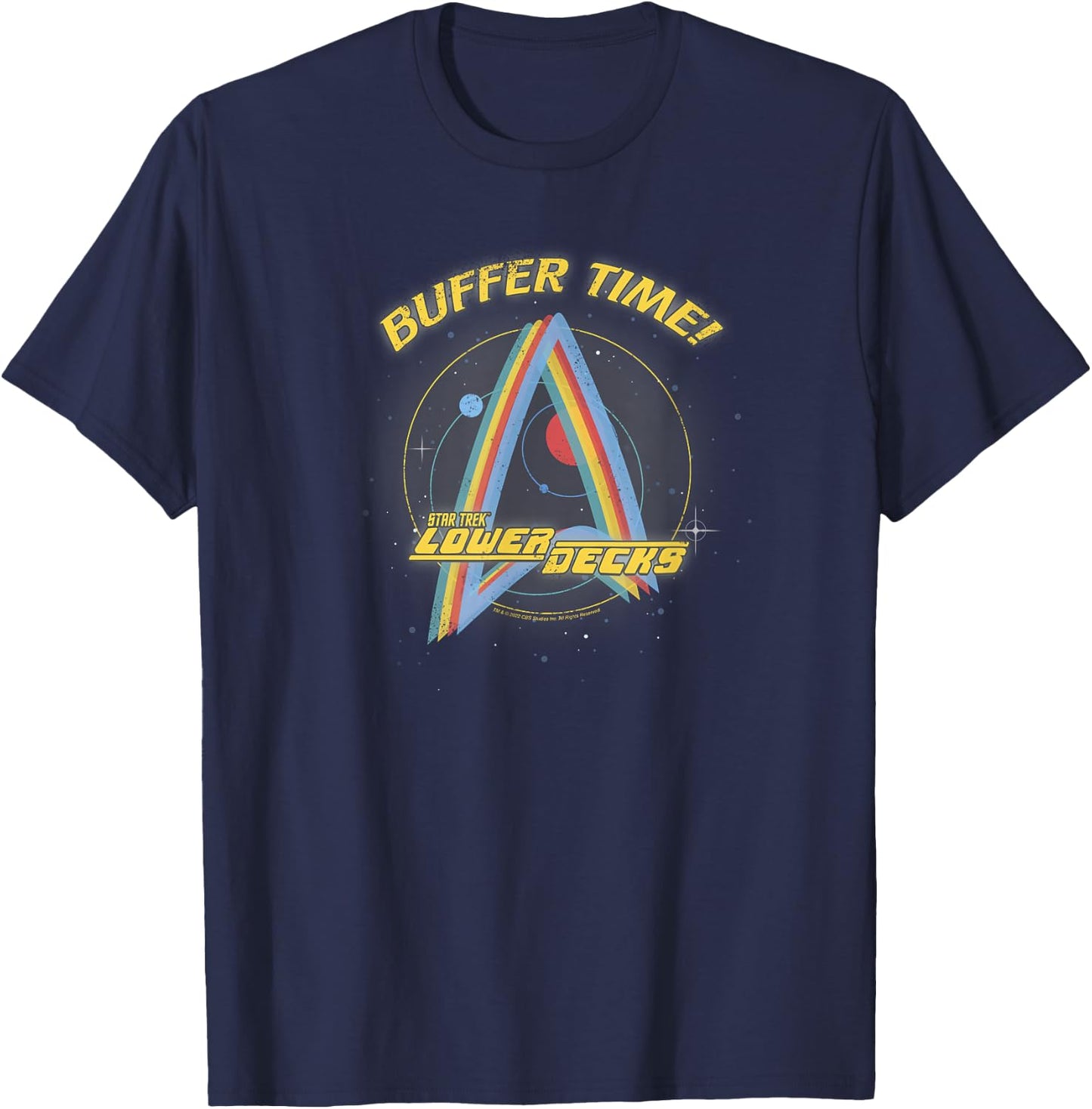 Star Trek: Lower Decks Buffer Time! Rainbow Badge Poster T-Shirt - T-Shirt | Navy