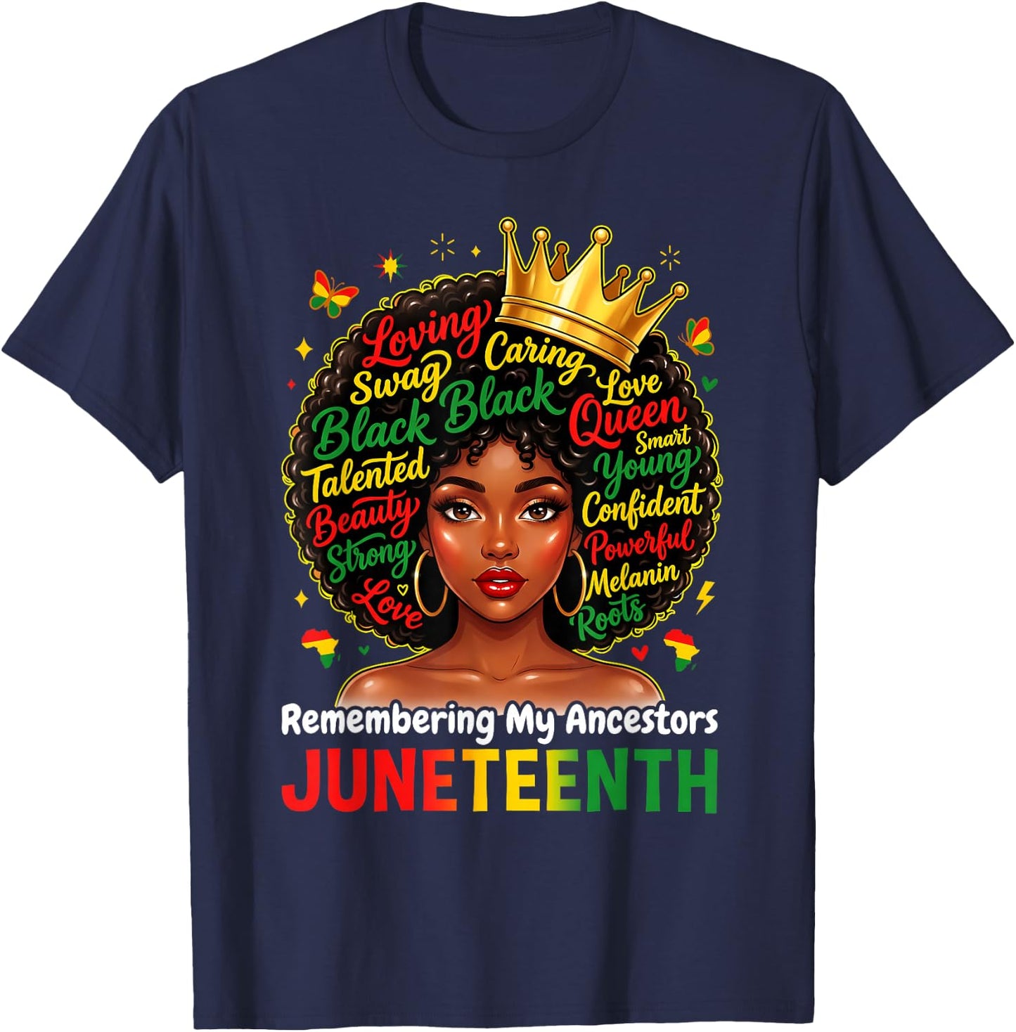 Juneteenth Remembering My Ancestors Black History Women Girl T-Shirt - T-Shirt | Navy