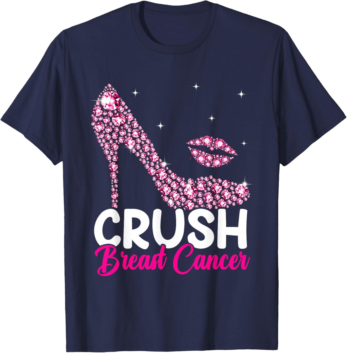 Crush Breast Cancer Awareness High Heel Pink Ribbon Women T-Shirt - T-Shirt | Navy