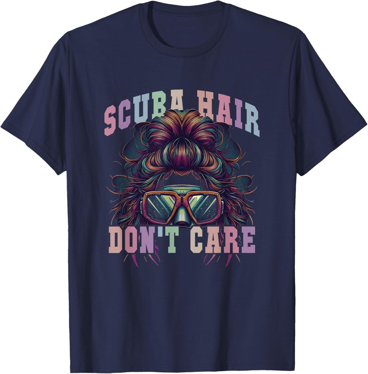 Cute SCUBA HAIR DON'T CARE Dive Squad Buddies Instructor Mom T-Shirt - T-Shirt | Navy