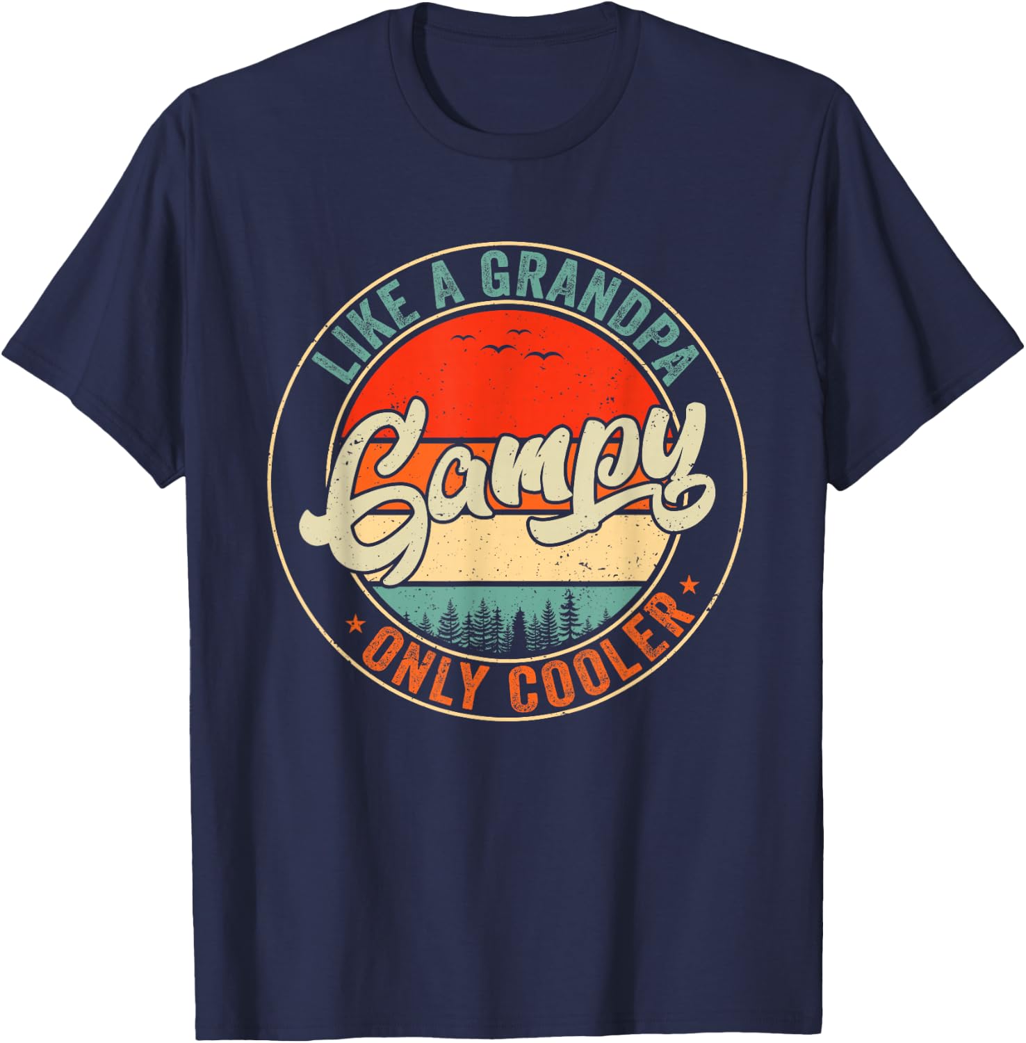 Gampy Like A Grandpa Only Cooler Retro Father's Day Men T-Shirt - T-Shirt | Navy