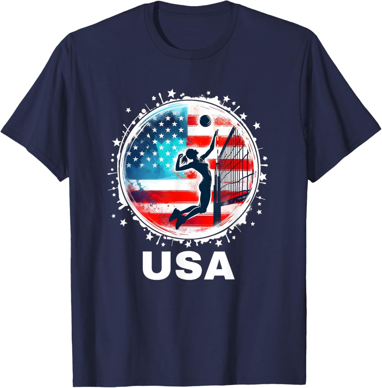 Volleyball USA United States Women USA Team Volleyball T-Shirt - T-Shirt | Navy