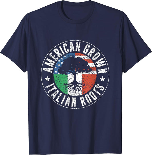 American Grown Italian Roots Usa Italy Italian American Us T-Shirt - T-Shirt | Navy