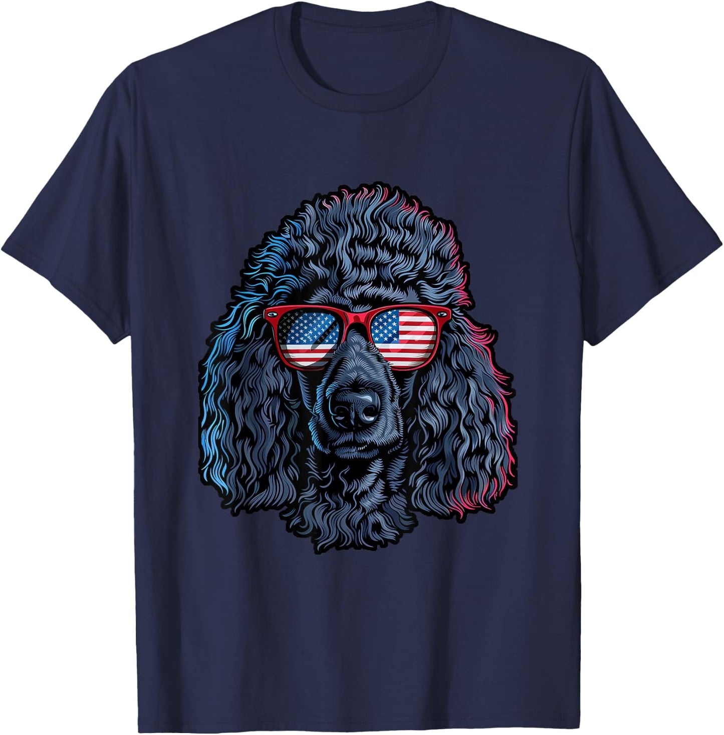 Poodle with American Sunglasses T-Shirt - T-Shirt | Navy