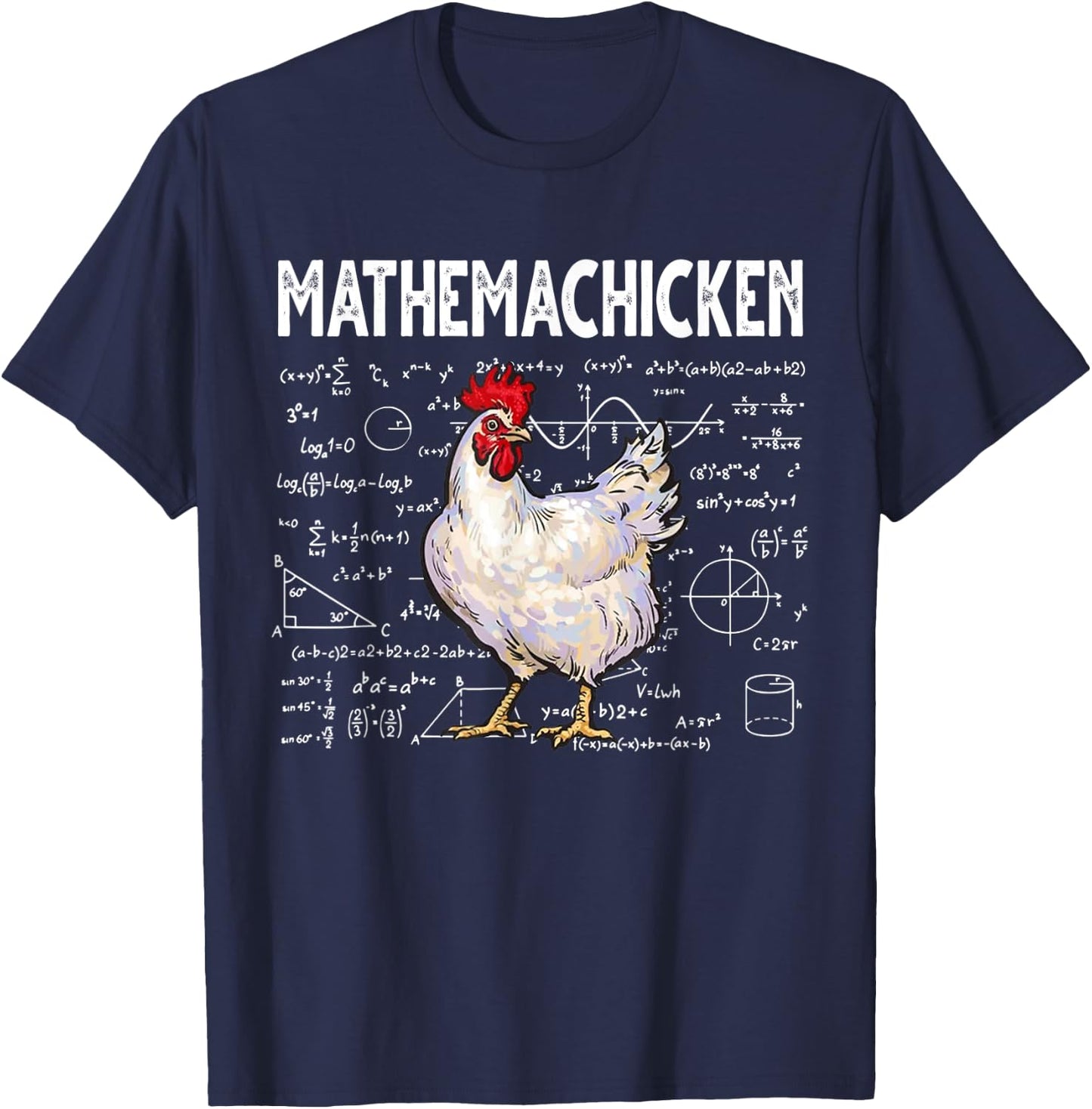 Mathemachicken Funny Chicken Lover Math Lover T-Shirt - T-Shirt | Navy