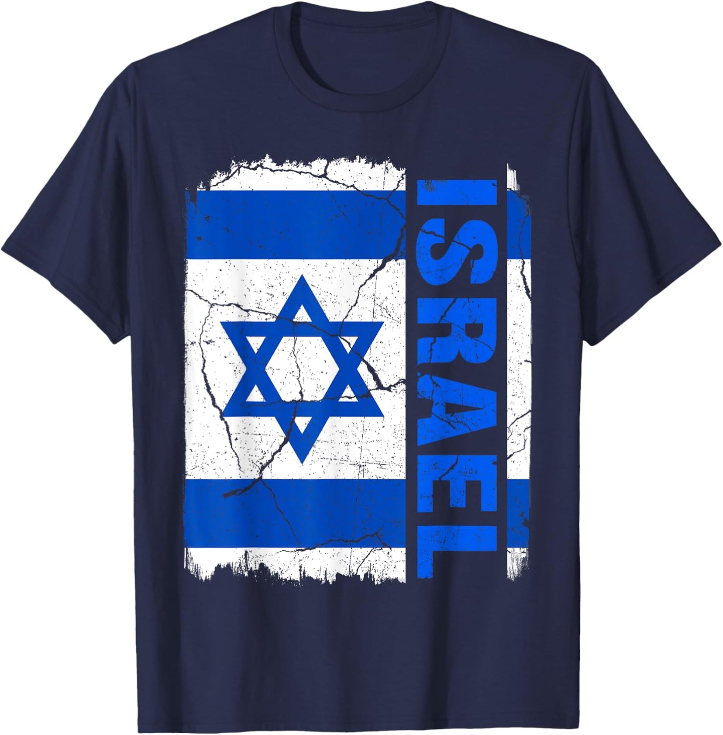 Vintage Israelis Flag Israel Pride Roots Heritage Gift T-Shirt - T-Shirt | Navy
