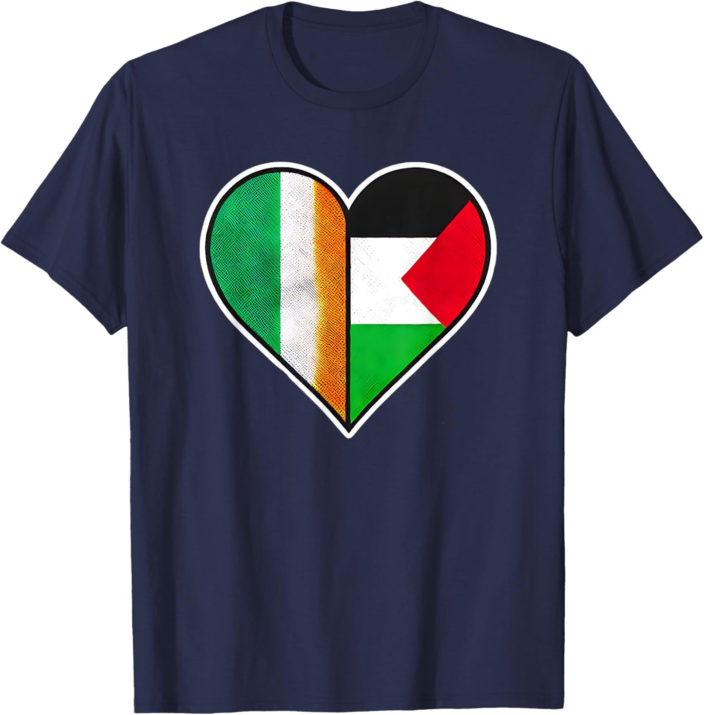 Ireland and Palestine Arab Heritage Solidarity T-Shirt - T-Shirt | Navy