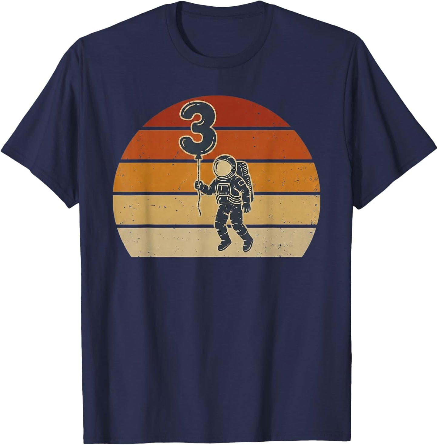Third Birthday Astronaut 3 Year Old Space Boy Retro T-Shirt - T-Shirt | Navy