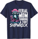 Feral Mom Running A Tight Shipwreck Raccoon Captain Women T-Shirt - T-Shirt | Navy