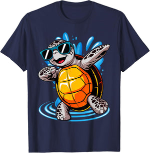 Dabbing Sea Turtles Boys Girls Save Turtles T-Shirt - T-Shirt | Navy