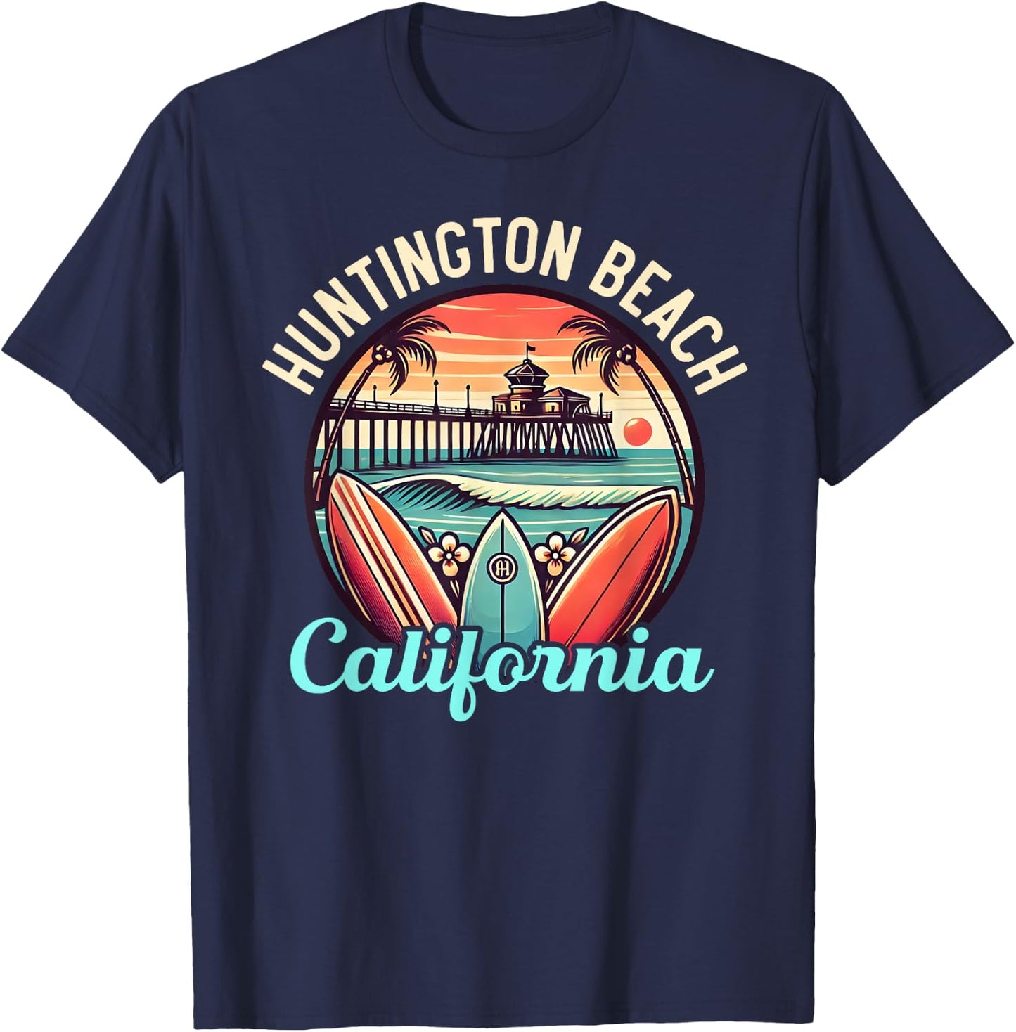 Huntington Beach California, Los Angeles, Surfer Retro Gifts T-Shirt - T-Shirt | Navy