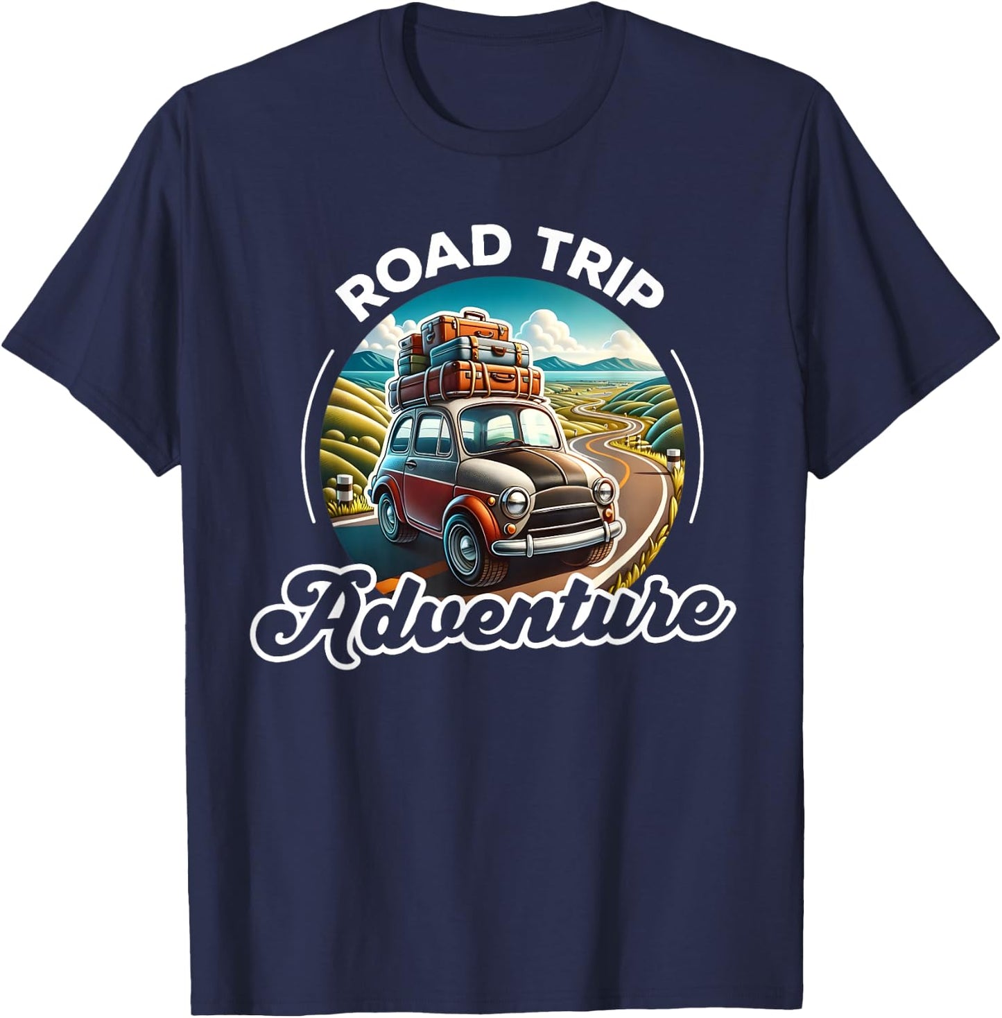 Road Trip Adventure Car, Family Vacation Trip, Summer Vacay T-Shirt - T-Shirt | Navy