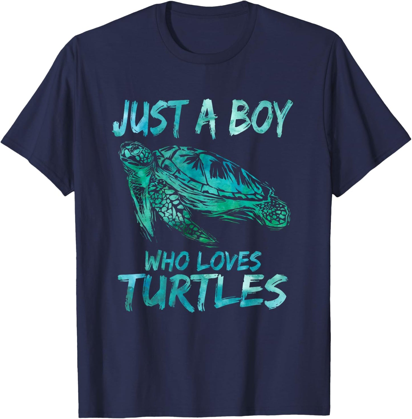 Sea Ocean Watercolor Just A Boy Who Loves Turtles T-Shirt - T-Shirt | Navy