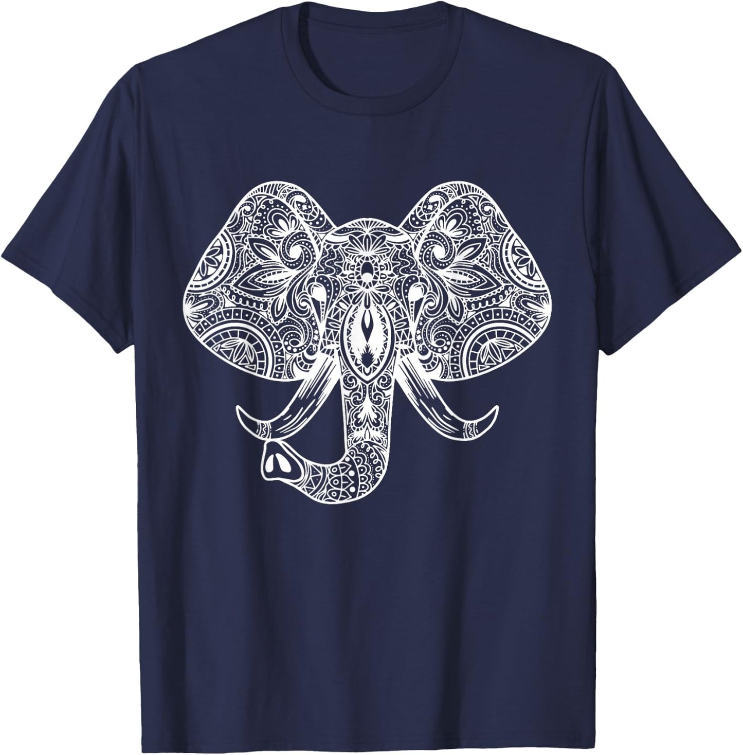 Elephant Head Mandala I Elephant Elephant Pachyderm Children T-Shirt - T-Shirt | Navy