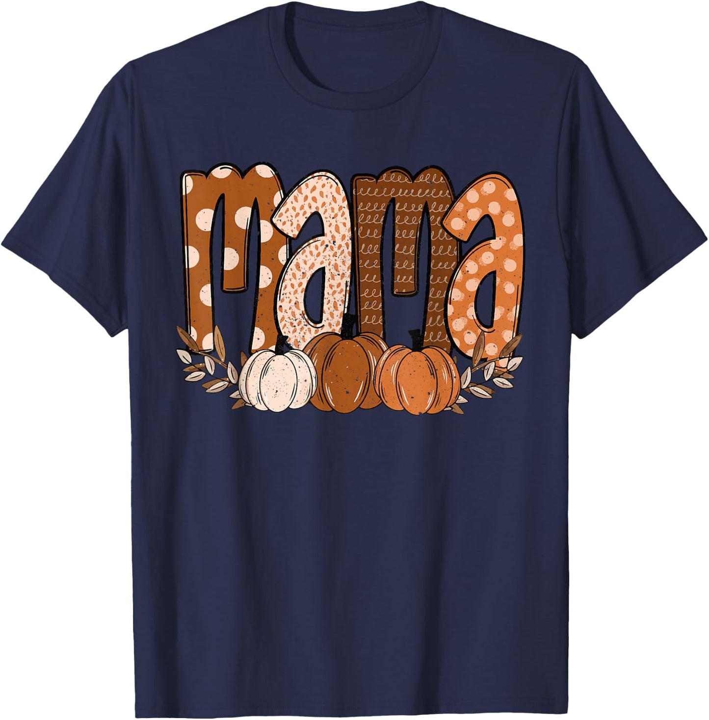 Funny Fall Vibes Coquette Bow Pumpkin Autumn Cute Fall Mama T-Shirt - T-Shirt | Navy
