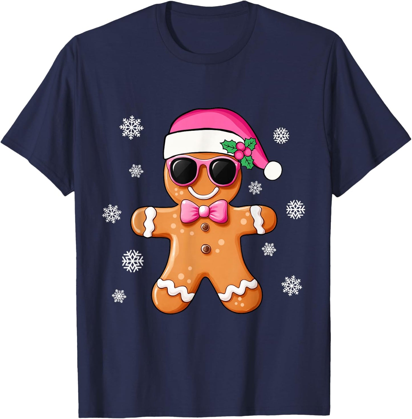 Gingerbread Man Pink Christmas Cookie Costume Baking Team T-Shirt - T-Shirt | Navy