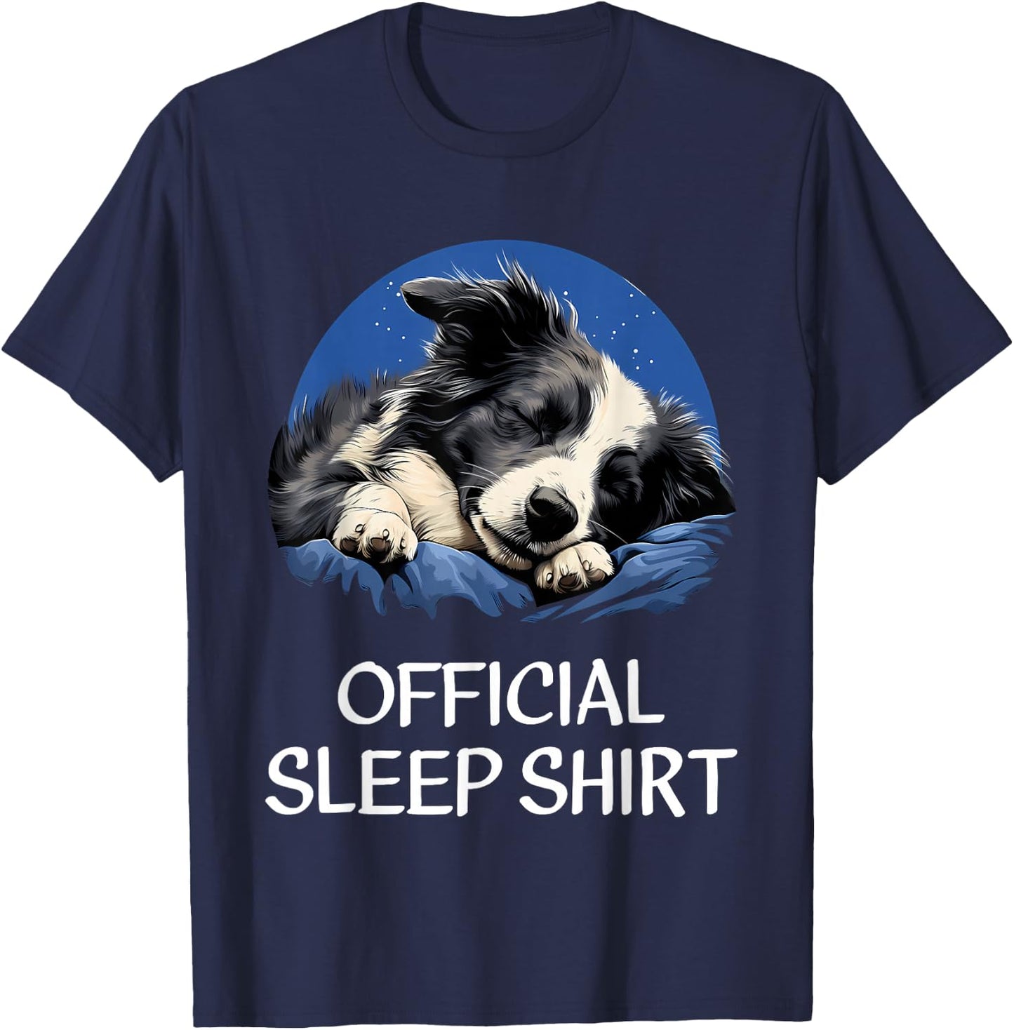 Official Sleep Shirt Border Collie Nightshirt Pajama T-Shirt - T-Shirt | Navy