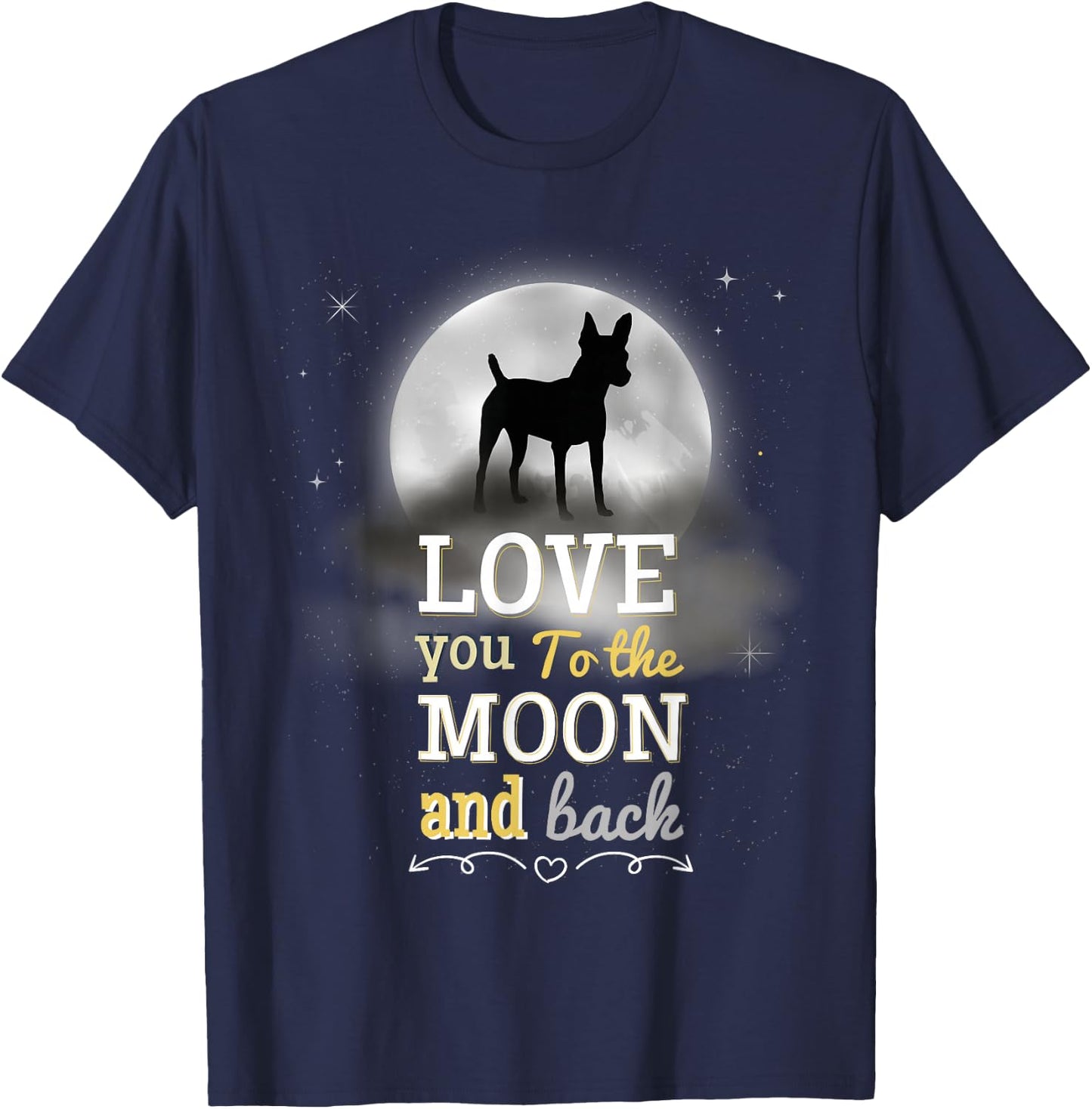 American Toy Fox Terrier Dog Love To The Moon T-Shirt - T-Shirt | Navy
