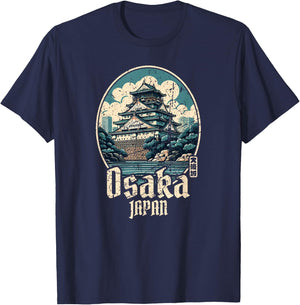 Osaka Castle Japanese Kanji Vintage Japan Souvenir T-Shirt - T-Shirt | Navy