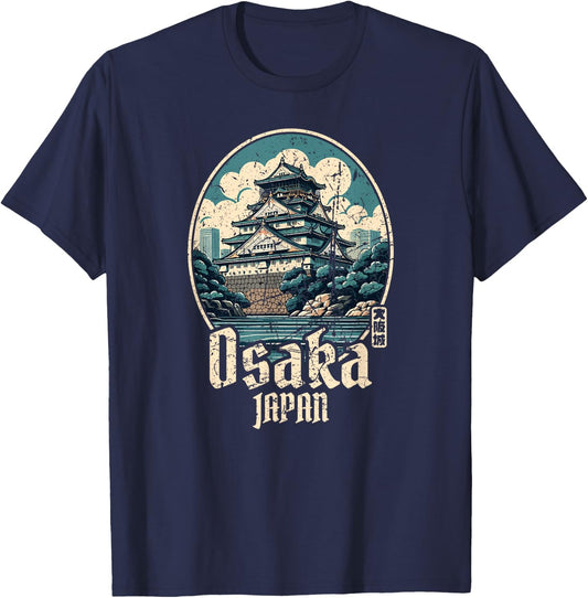 Osaka Castle Japanese Kanji Vintage Japan Souvenir T-Shirt - T-Shirt | Navy