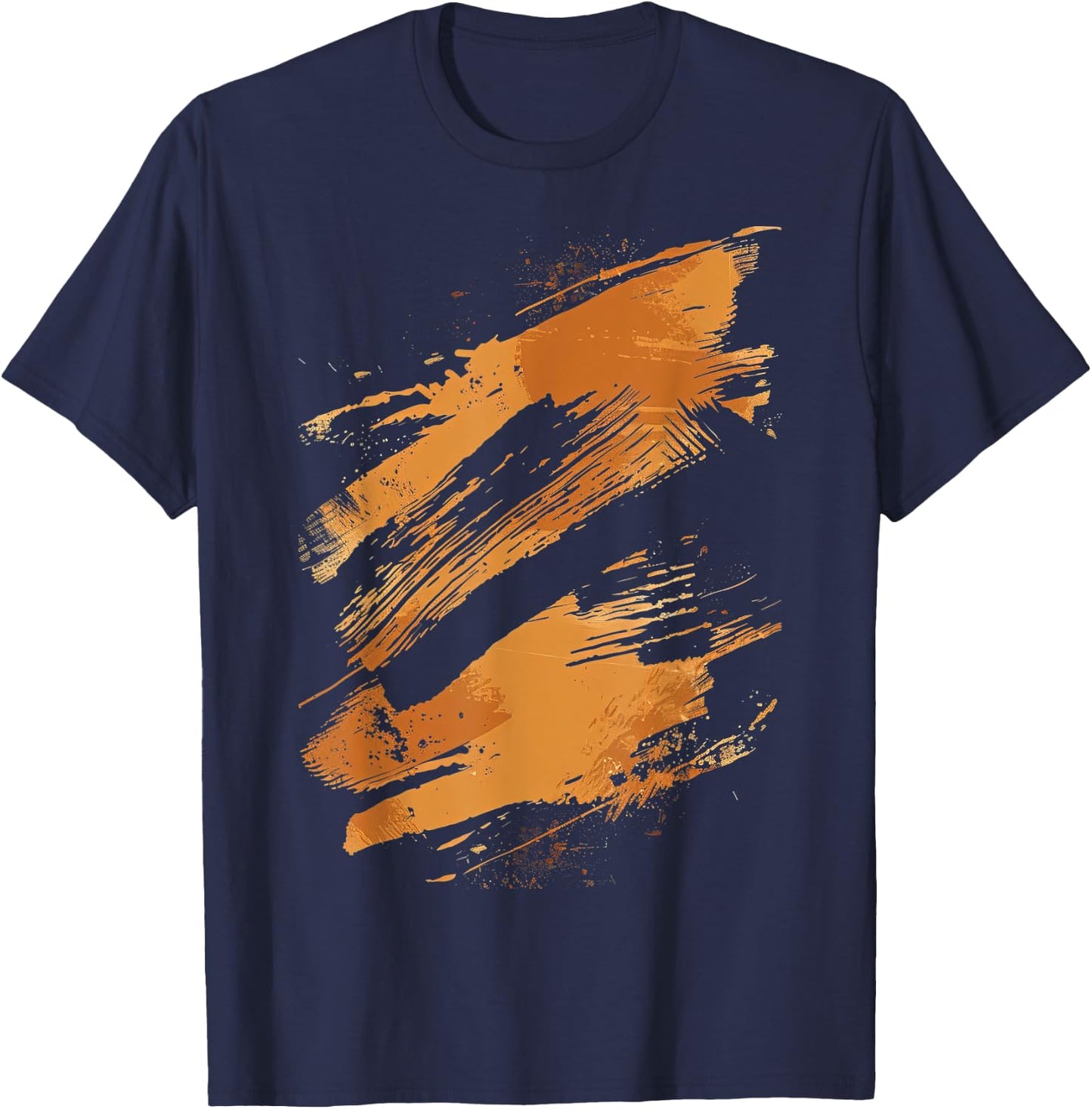 Black And Orange Brushstroke T-Shirt - T-Shirt | Navy
