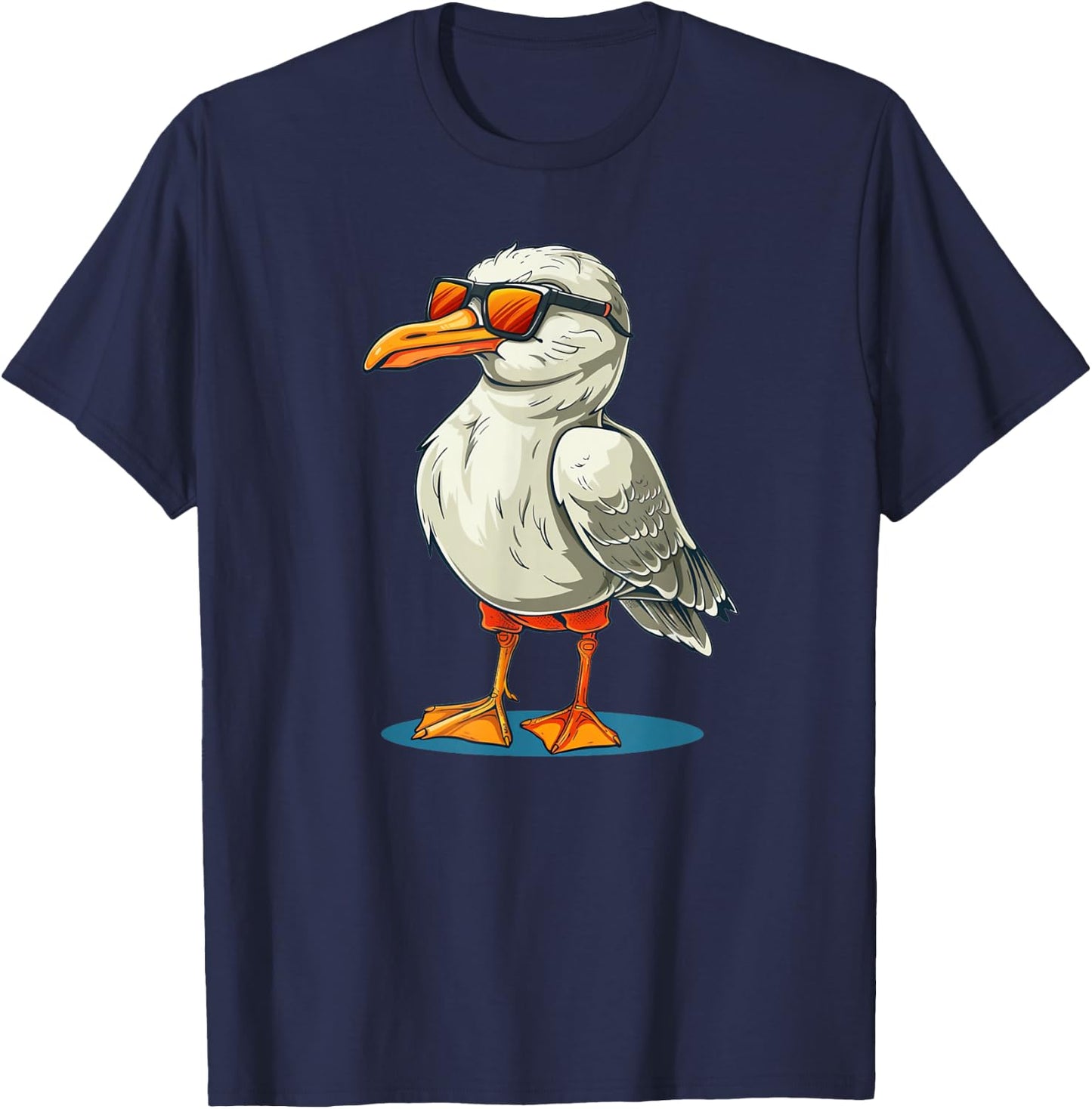 Funny Seagull in Shorts Outfit for Boys and Girls T-Shirt - T-Shirt | Navy
