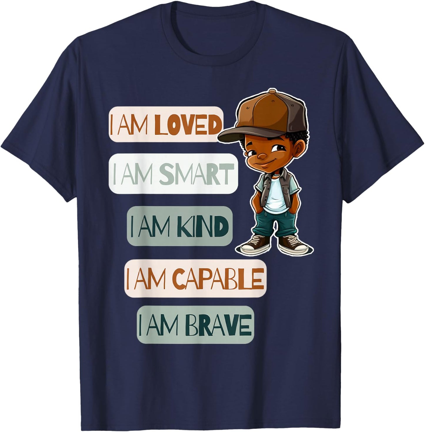 Positive Affirmations for African American Boys T-Shirt - T-Shirt | Navy