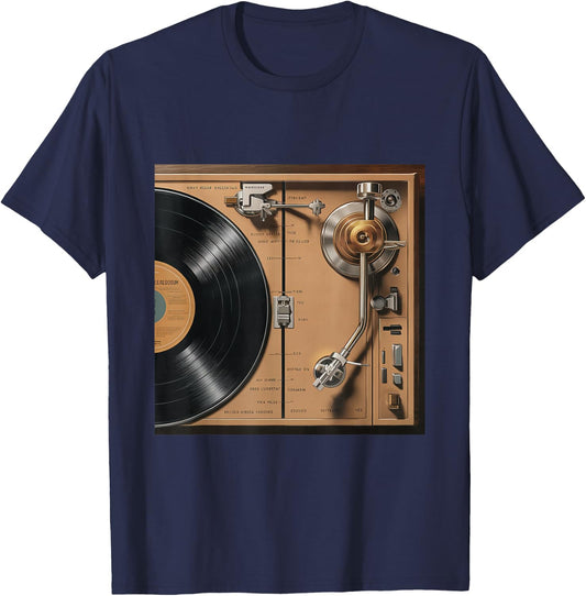 Anatomy Vinyl Record Player Turntable Vintage Elements T-Shirt - T-Shirt | Navy