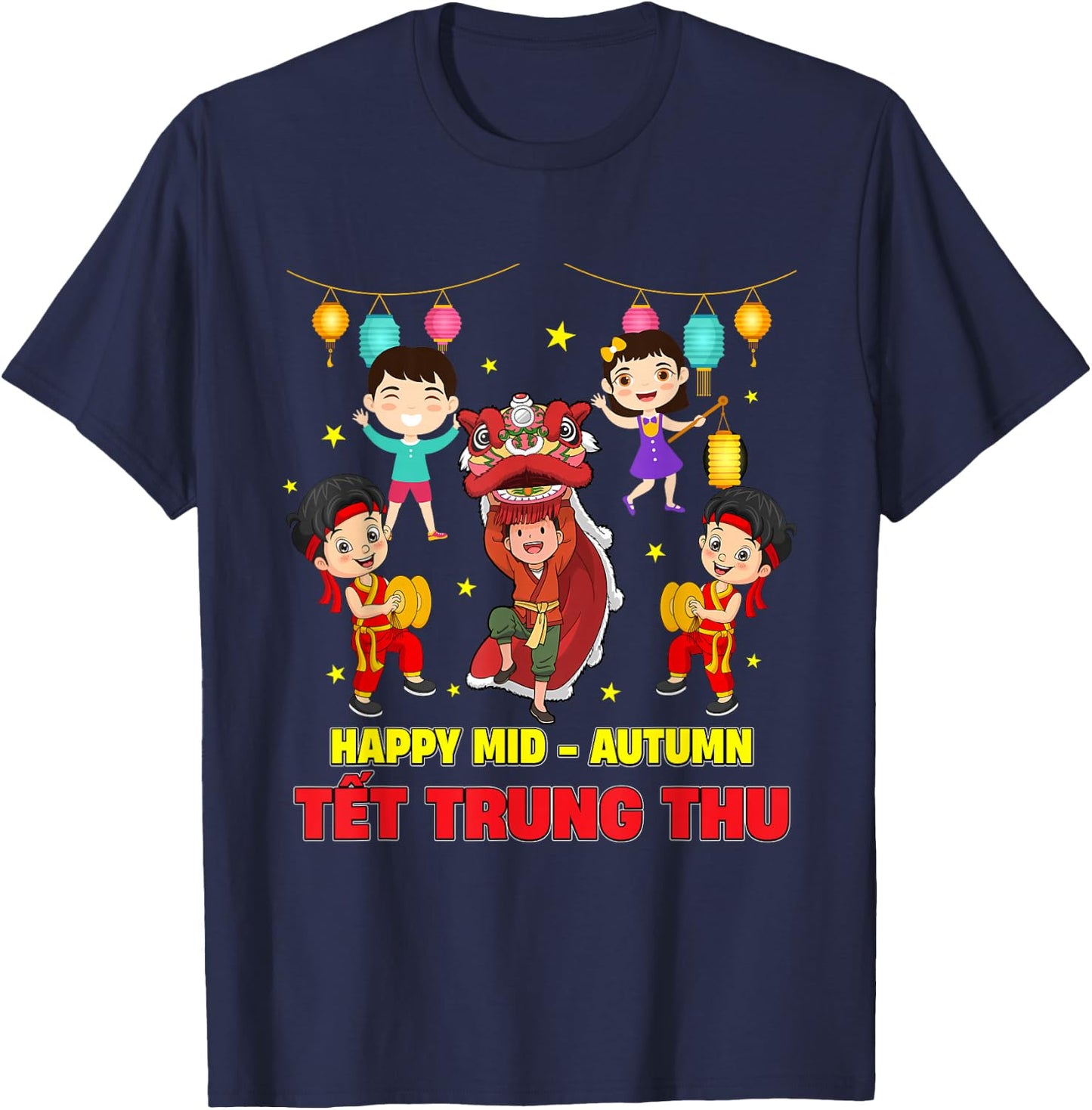 Tet Trung Thu Vietnamese Mid-Autumn Festival Lion Dance T-Shirt - T-Shirt | Navy